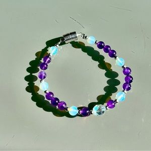 Beautiful Amethyst, Moonstone and Czech Crystal protection and healing bracelet